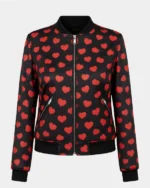 Valentine Day Red Heat-Printed Bomber Jacket