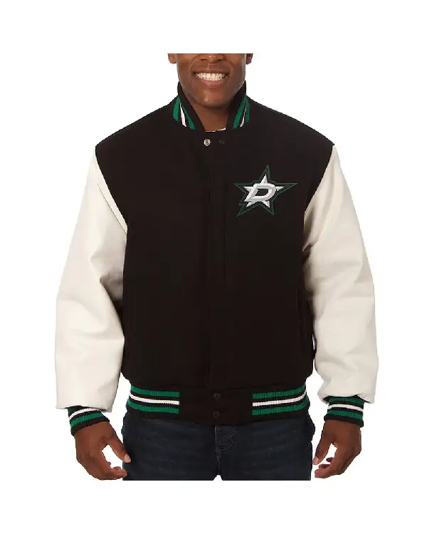 Varsity Dallas Stars Black and White Two-Tone Jacket