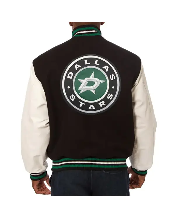 Varsity Dallas Stars Black and White Two-Tone Jacket For Sale
