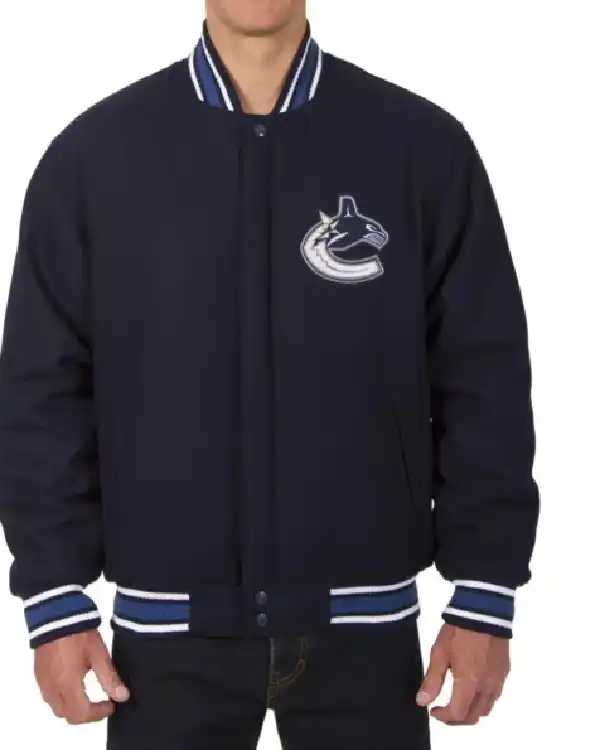 Varsity Vancouver Canucks Navy Blue Wool Jacket