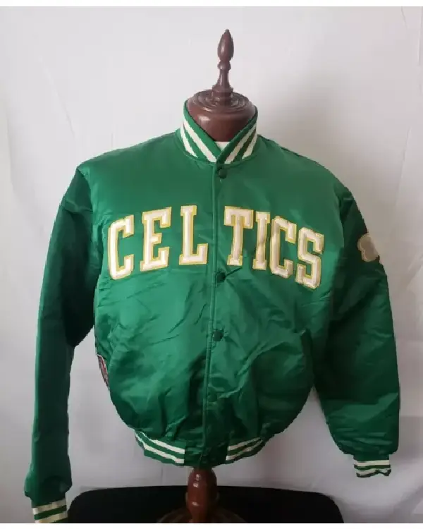 Vintage Boston Celtics Retro Satin Button Up Jacket