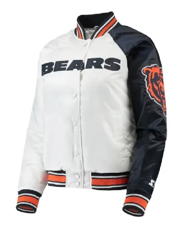White-Navy Chicago Bears Hometown Satin Jacket