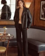 Women’s Love & Roses Black Faux Leather Cropped