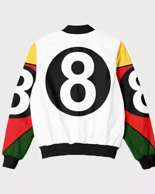 8 Ball 90s Style White Bomber Jacket sale