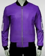 8 Ball Purple Bomber Leather Jacket