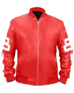 8 Ball Red Bomber Leather Jacket