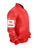 8 Ball Red Bomber Leather Jacket for sale