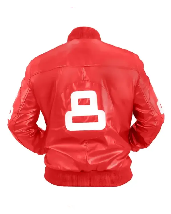 8 Ball Red Bomber Leather Jacket sale