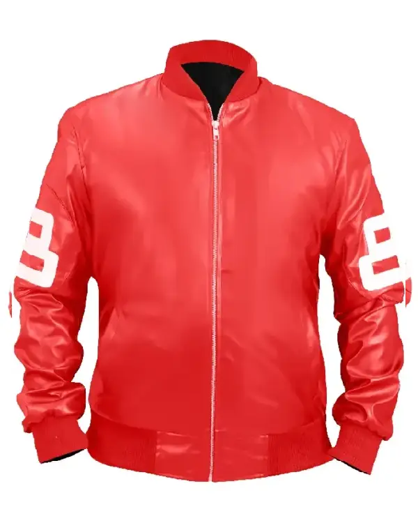 8 Ball Red Bomber Leather Jacket