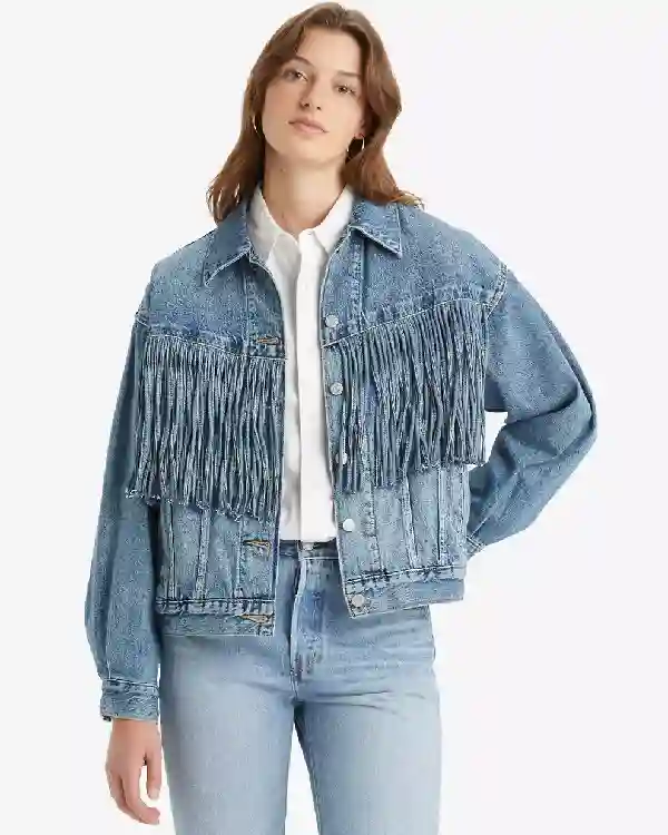 90's Fringe Denim Trucker Jacket