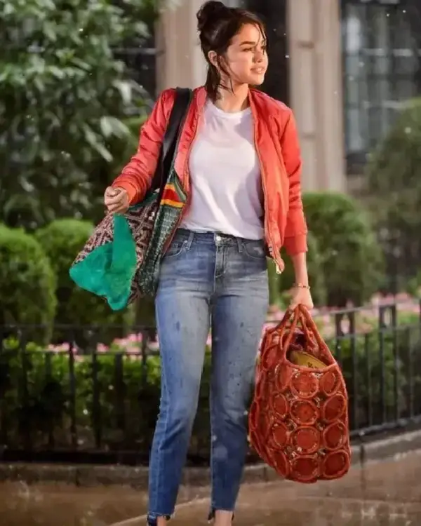 A Rainy Day In New York Selena Gomez Red Jacket sale