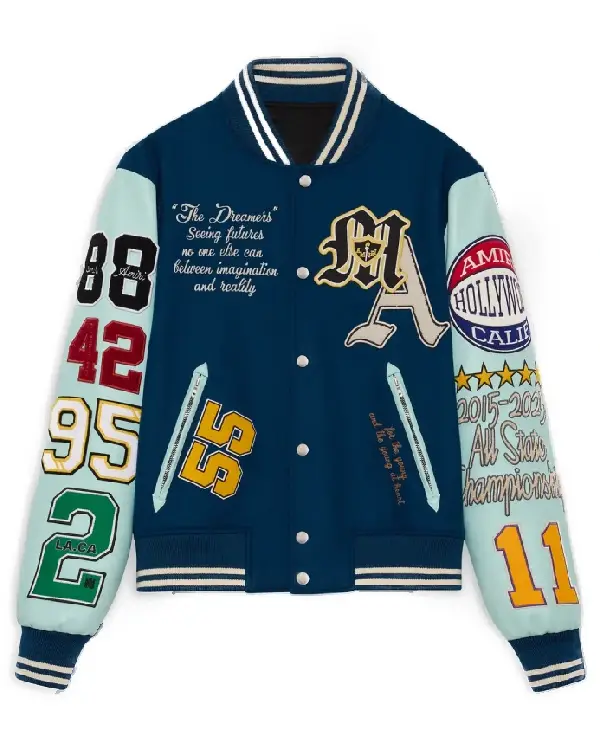 Amiri Blue Varsity Patch Jacket