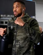 Anthony Joshua Integrated Hood and Chest Logo Olive & Forest Green Camo Performance Zip-Up Jacket