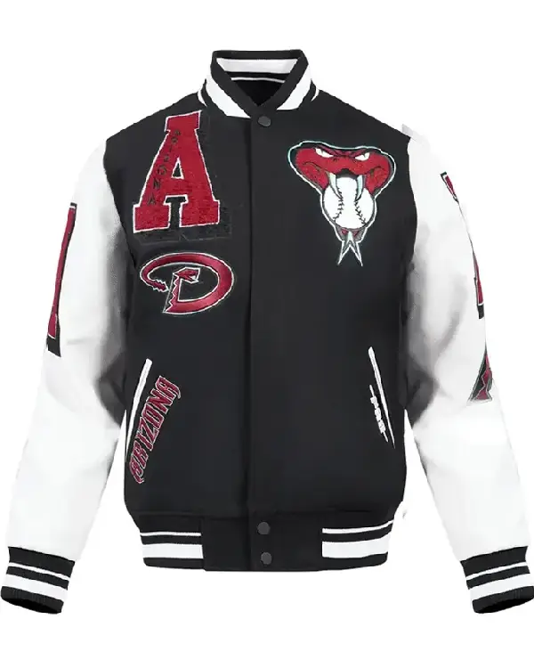 Arizona Diamondbacks Mashup Black and White Varsity Jacket