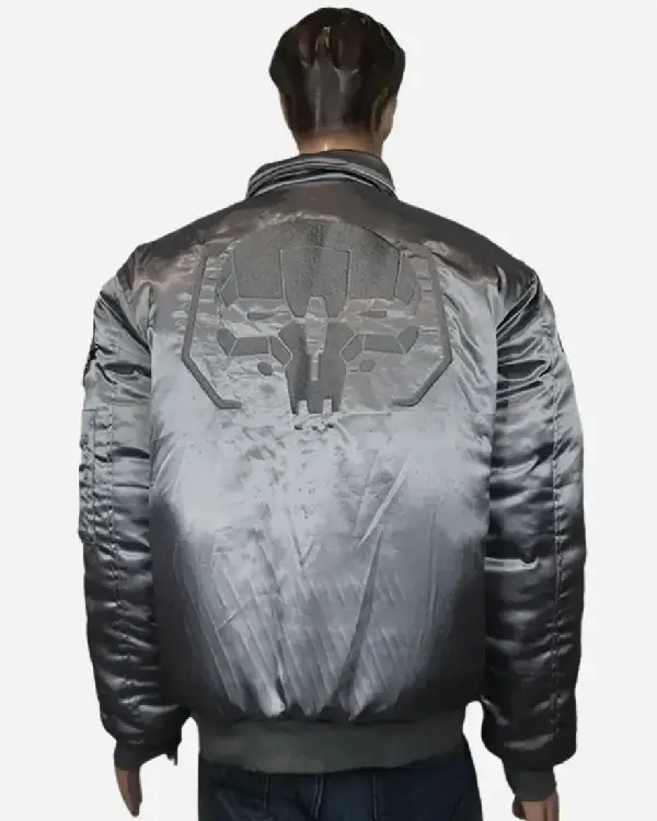 Battletech Mechwarrior Flight Grey Bomber Jacket back