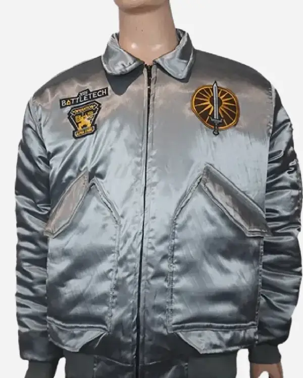 Battletech Mechwarrior Flight Grey Bomber Jacket