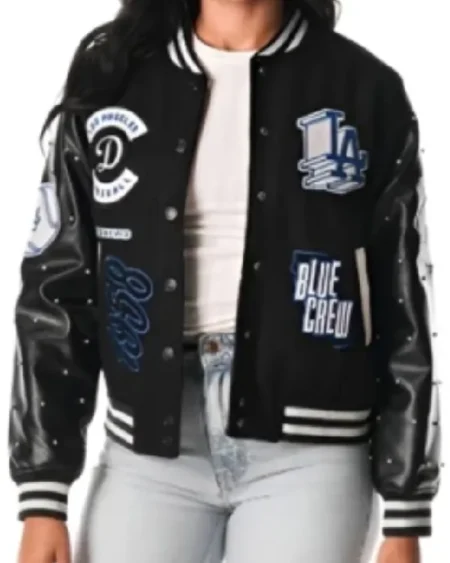 Black Dallas Cowboy Blue Crew Varsity Jacket