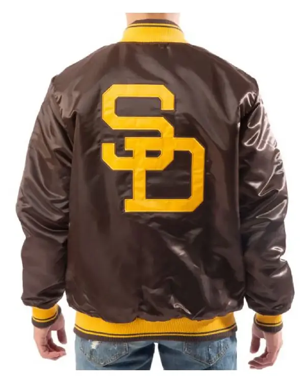 Bomber San Diego Padres Brown Satin Jacket For Sale