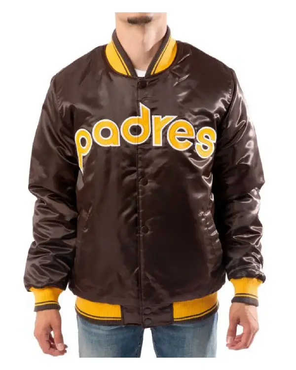 Bomber San Diego Padres Brown Satin Jacket