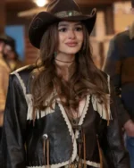 Brilliant Minds S02 Celeste Desjardins Fringed Leather Jacket