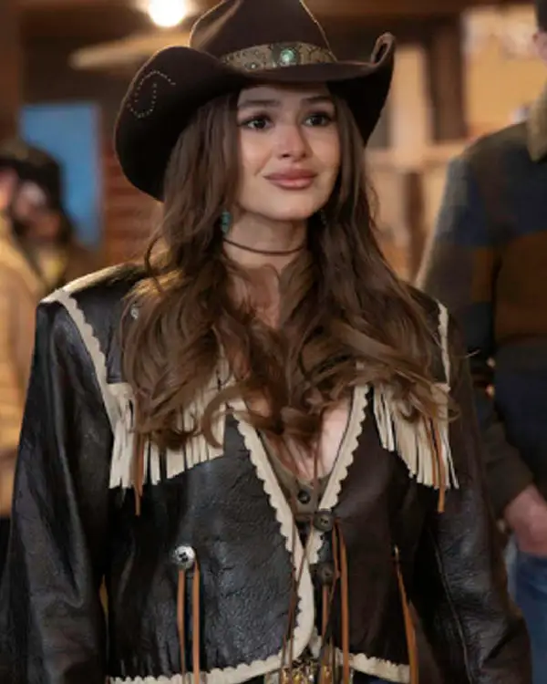 Brilliant Minds S02 Celeste Desjardins Fringed Leather Jacket