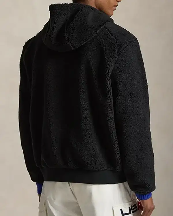 Buy 2026 Milano Cortina Olympic Team USA Polo Ralph Lauren Pile Fleece Full-Zip Black Hoodie