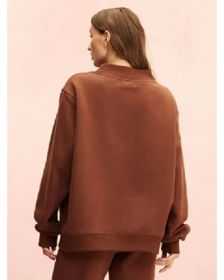 Buy 2026 Parke Monochrome Varsity Mockneck Fleece Sweatshirt Sale Brown Back