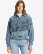 Buy 90's Fringe Denim Trucker Jacket For Sale