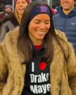 Buy Ann Michael Wide Lapels Multi-Tonal Tan & Brown Oversized Full-Length Shaggy Faux Fur Coat sale