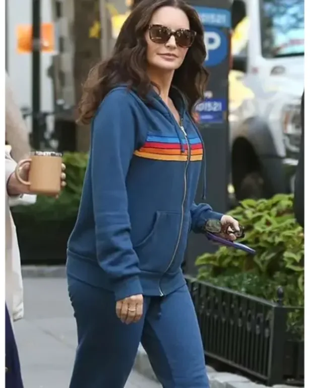 Buy Charlotte York And Just Like That Tv Series Kristin Davis Blue Stripped Tracksuit
