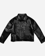 Buy Chrome Hearts Embroidered Black PU Leather Jacket