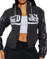 Buy Crystal Heart Black Windbreaker Hooded Jacket sale