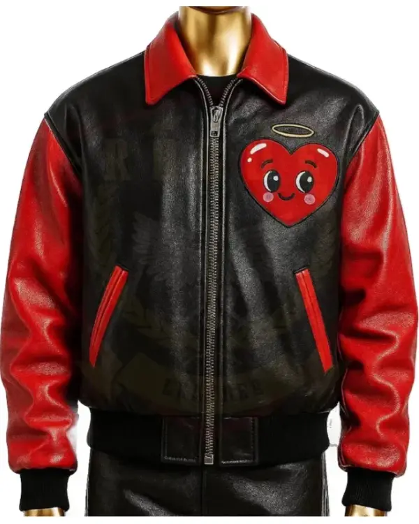 Buy Cute Valentine’s Heart Silken Wings Red and Black Leather Jacket