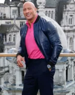 Buy Dwayne Johnson Black Bomber Leather Jacket