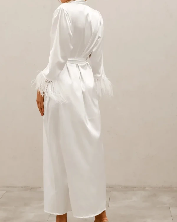 Buy Feather Sleeve Bridal Robe