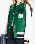 Buy LV Dawn Staley Letterman Patch Wool Green Varsity Jacket For Men and Women Sale