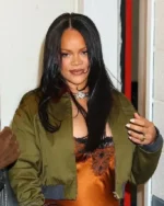 Buy NYC Don’t Be Dumb Event Rihanna Green Cropped Bomber Jacket Sale