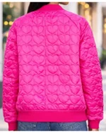 Buy Valentine Pink Heart Snap-Tab Quilted Bomber Jacket