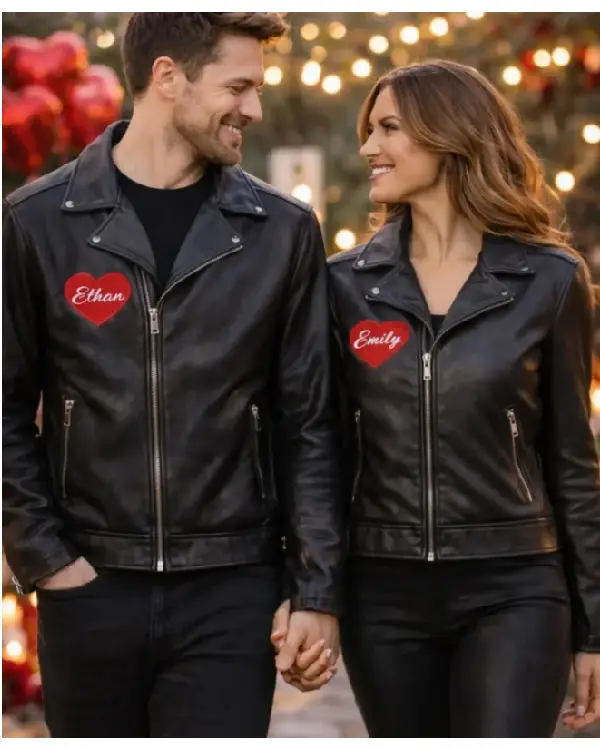 Buy Valentines His and Hers Matching Black Leather Jacket