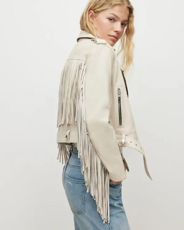Buy Women White Lambskin Genuine Leather Fringe Jacket For Sale Site post