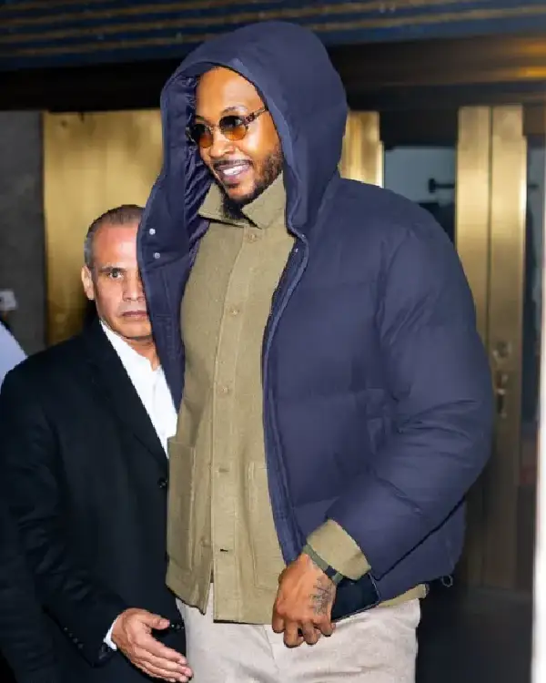 Carmelo Anthony NBC Studios NYC 2026 Oversized Hood and Welt Pockets