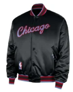 Chicago Bulls Remix Courtside Black Bomber Jacket