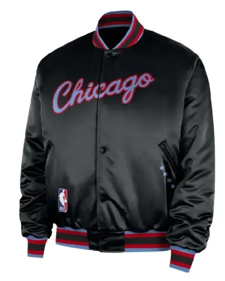 Chicago Bulls Remix Courtside Black Bomber Jacket