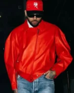 Chris Brown Paris 2026 Red Jacket
