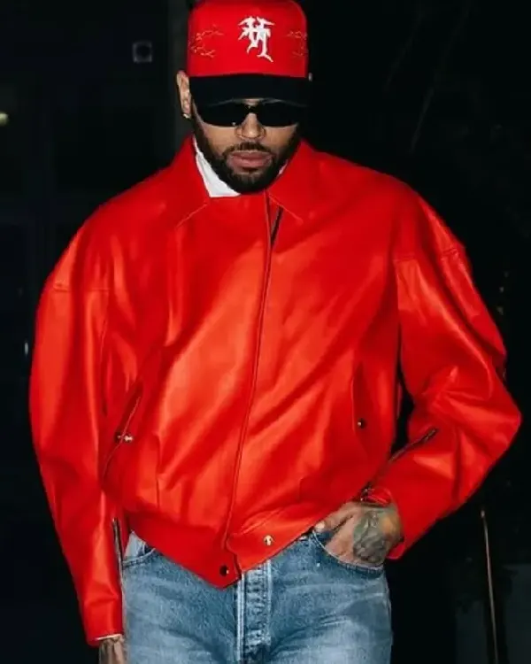 Chris Brown Paris 2026 Red Jacket