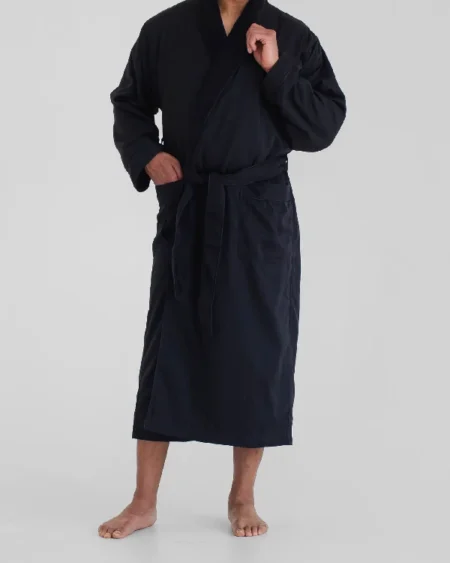 Classic Terry Cloth Spa Robe - Black