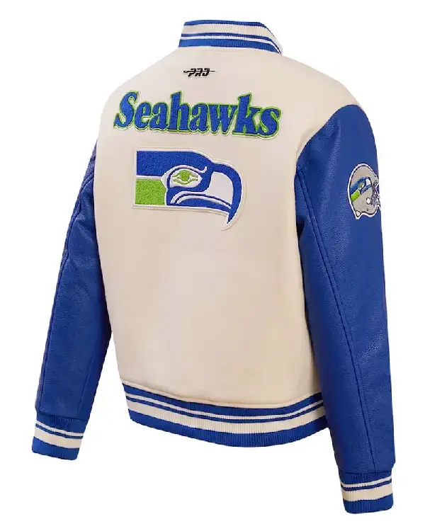 Cream Seattle Seahawks Retro Classic Full-Zip Varsity Jacket sale