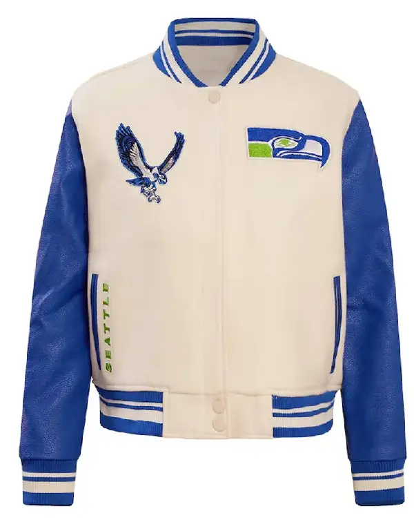 Cream Seattle Seahawks Retro Classic Full-Zip Varsity Jacket