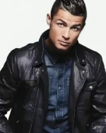 Cristiano Ronaldo Black Leather Jacket