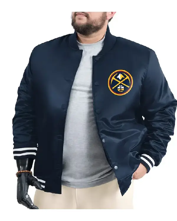 Denver Nuggets Adaptive Bold Logo Varsity Satin Jacket